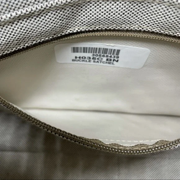 Dooney & Bourke Buckle Satchel Tote Bag Purse ID Card DB Signature Leather Trim - Picture 10 of 13